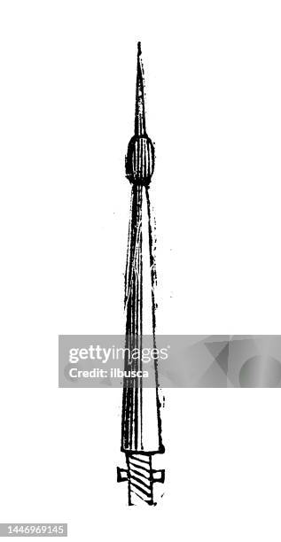 antique engraving illustration: lightning rod - lightning rod stock illustrations