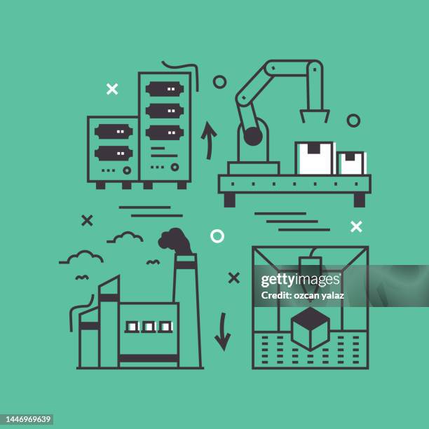 stockillustraties, clipart, cartoons en iconen met industry 4.0  concept. the design is editable and the color can be changed. - nuclear power station