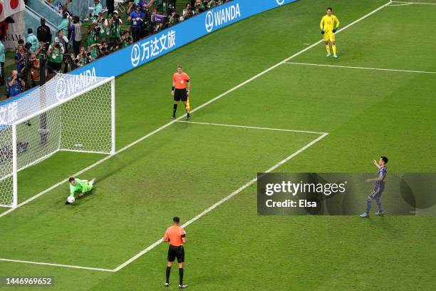 Dominik Livakovic of Croatia saves the fourth penalty from Maya Yoshida of Japan in the penalty shoot out during the FIFA World Cup Qatar 2022 Round...