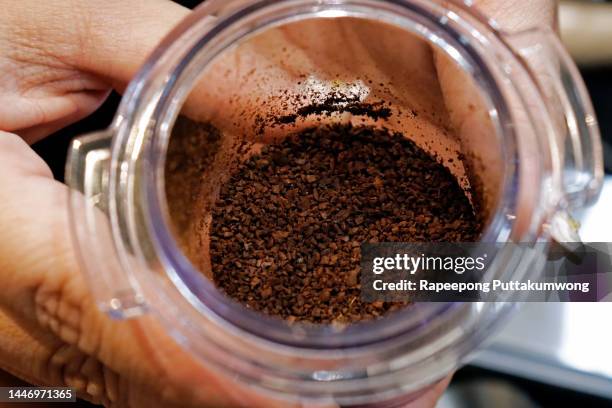 ground coffee ready to be made - coffee grinds stock pictures, royalty-free photos & images