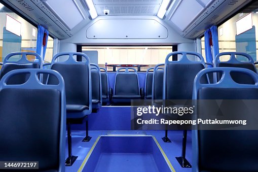 Interior Of Modern Bus With Passenger Seats High-Res Stock Photo ...