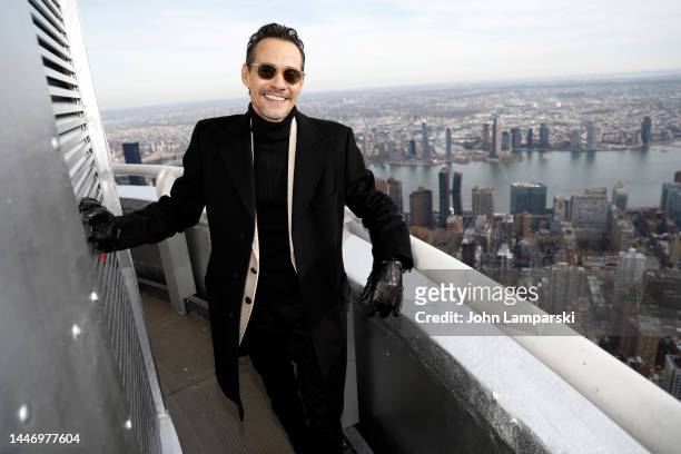 Marc Anthony visit the Empire State Building on December 05, 2022 in New York City.