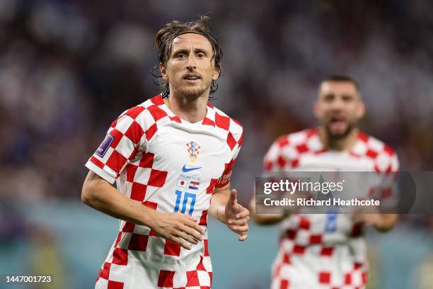 Luka Modric of Croatia in action during the FIFA World Cup Qatar 2022 Round of 16 match between Japan and Croatia at Al Janoub Stadium on December...