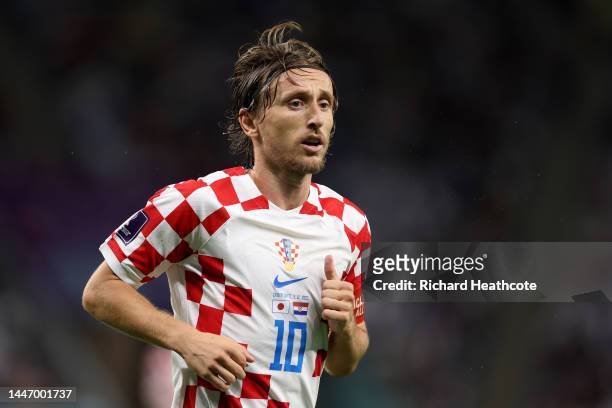 Luka Modric of Croatia in action during the FIFA World Cup Qatar 2022 Round of 16 match between Japan and Croatia at Al Janoub Stadium on December...
