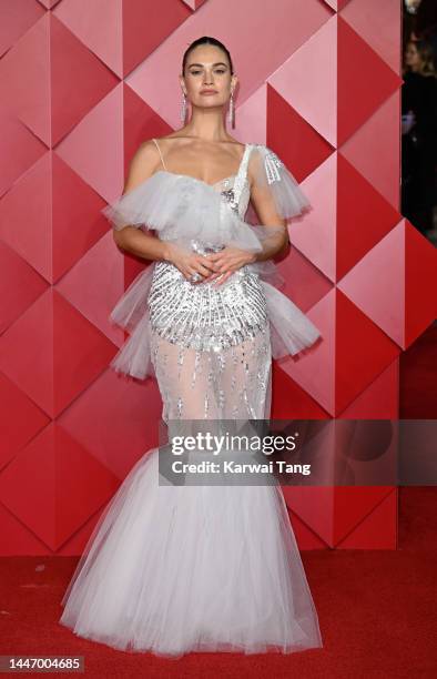 Lily James attends The Fashion Awards 2022 at the Royal Albert Hall on December 05, 2022 in London, England.