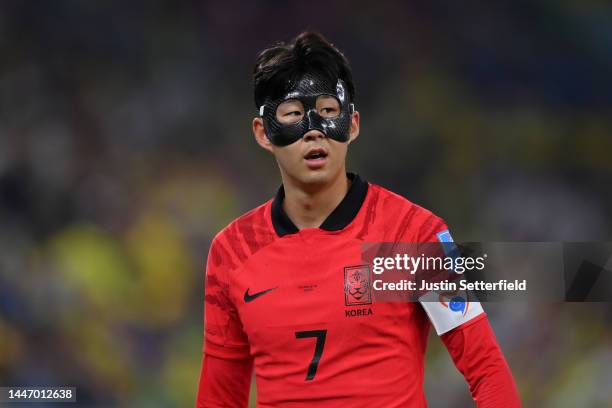 Heung-min Son of Korea Republic during the FIFA World Cup Qatar 2022 Round of 16 match between Brazil and South Korea at Stadium 974 on December 05,...