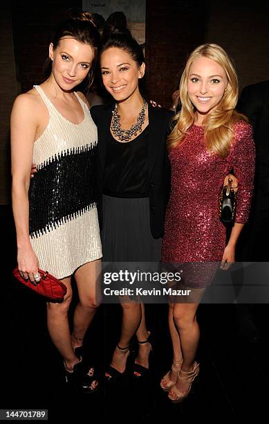 Katie Cassidy, Kristin Kreuk and AnnaSophia Robb attend the party for the CW Network's 2012 Upfront at Colicchio & Sons on May 17, 2012 in New York...