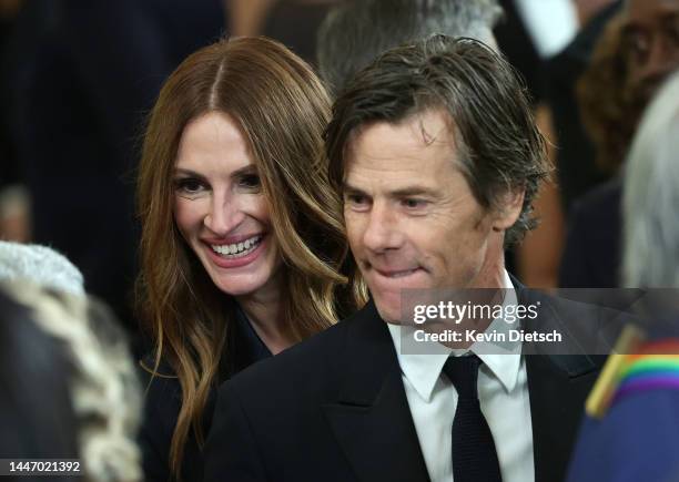 Actress Julia Roberts and her husband cinematographer Daniel Moder attend a reception for the 2022 Kennedy Center honorees at the White House on...