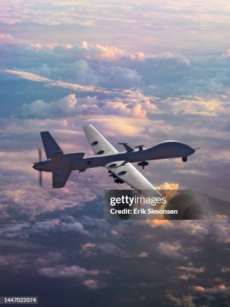 mq-9 reaper uav - unmanned aerial vehicle stock pictures, royalty-free photos & images