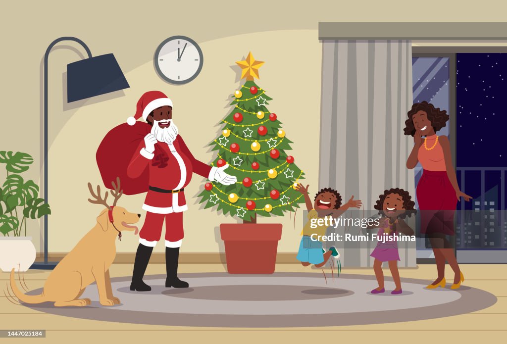 Visit from Santa Claus and the joy of children