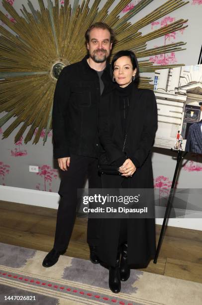 David Harbour and Lily Allen attend as Anna Wintour hosts Special Screening of "Living" at Crosby Hotel on December 05, 2022 in New York City.