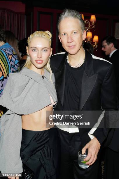 Jefferson Hack and Iris Law attend The Twenty Two party to celebrate Jefferson Hack hosted by Tilda Swinton and Lila Moss on December 05, 2022 in...