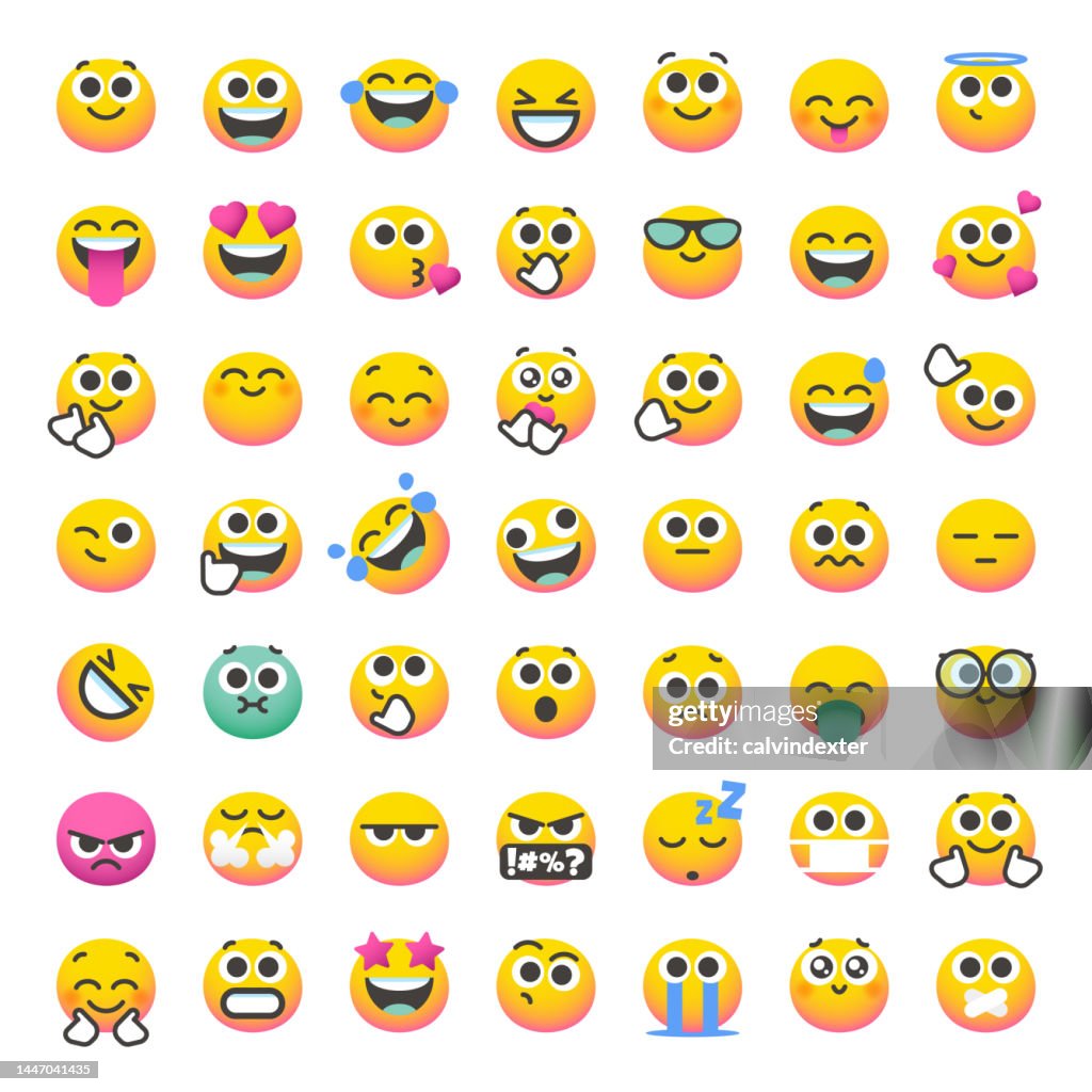 Formes de blob et dégradés de couleurs de collection d’émoticônes