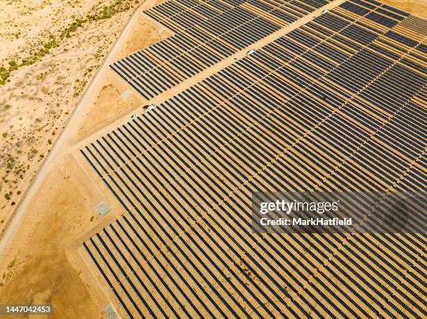 Aerial View of Solar Panels at Power Station