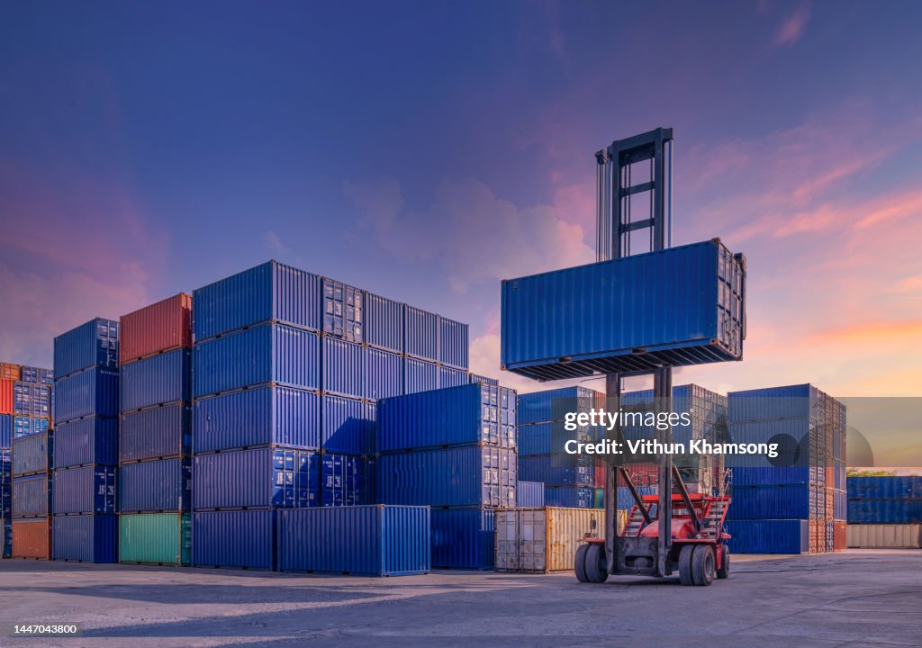 Industrial container yard for logistic import export business and forklift