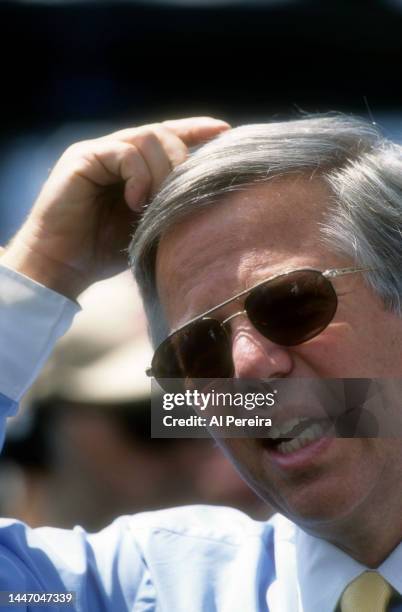 Team Owner Robert Kraft of the New England Patriots follows the action during the game between the Philadelphia Eagles vs the New England Patriots at...