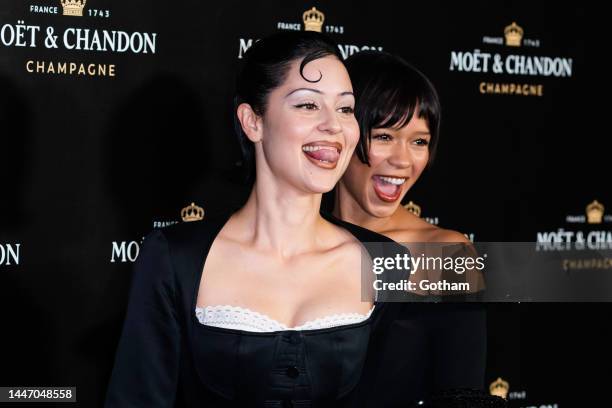 Alexa Demie and Taylor Russell attend the Moet & Chandon Holiday Season Celebration at Lincoln Center on December 05, 2022 in New York City.