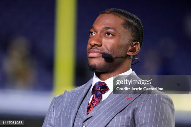 Former NFL player and ESPN analyst Robert Griffin III looks on before the game against the Pittsburgh Steelers and Indianapolis Colts at Lucas Oil...