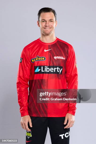 Peter Handscomb of the Renegades poses during the Melbourne Renegades Big Bash League headshots session at Junction Oval on December 06, 2022 in...