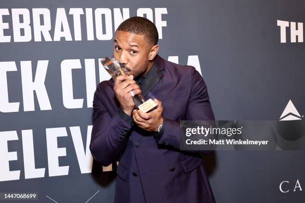 Honoree Michael B. Jordan poses with the "Melvin Van Peebles Trailblazer Award" in the press room during Critics Choice Association's 5th Annual...