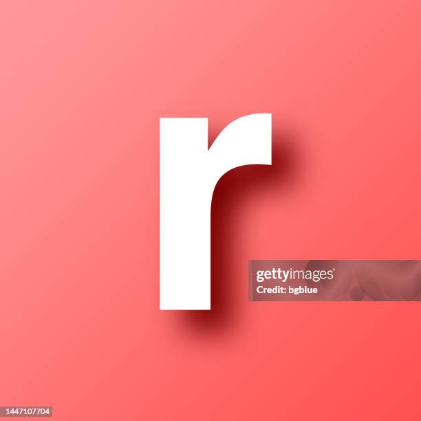 buchstabe r. symbol auf rotem hintergrund mit schatten - letter r stock-grafiken, -clipart, -cartoons und -symbole