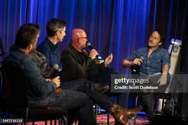 Rock and Roll Hall of Fame member Chris Shiflett of Foo Fighters speaks onstage during Reel To Reel: They Called Us Outlaws at The GRAMMY Museum on...