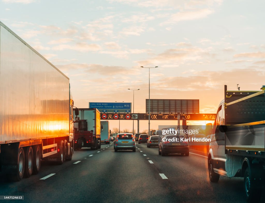 Traffic on a busy multi-lane road