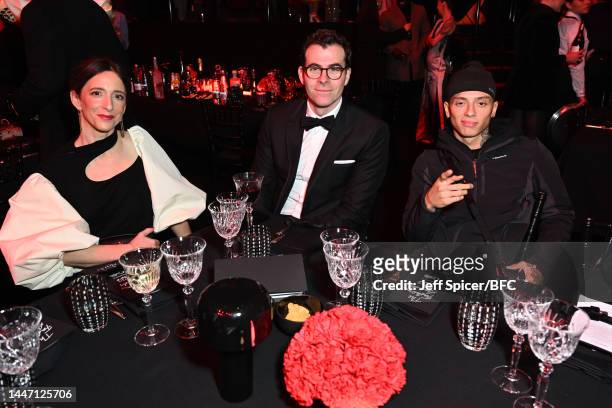 Monica Mosseri, Adam Mosseri and Central Cee attend The Fashion Awards 2022 Pre-Ceremony Drinks at the Royal Albert Hall on December 05, 2022 in...