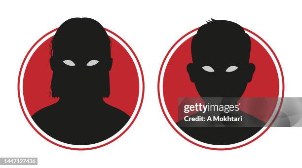 dangerous avatar icon, hackers, phishing... - evil face silhouette stock illustrations