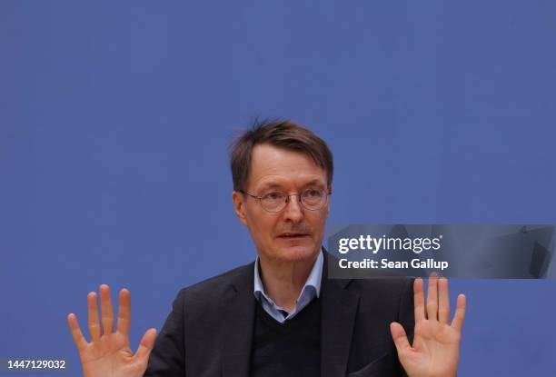 German Health Minister Karl Lauterbach speaks to the media to explain a new government plan to fundamentally reform Germany's hospital system on...