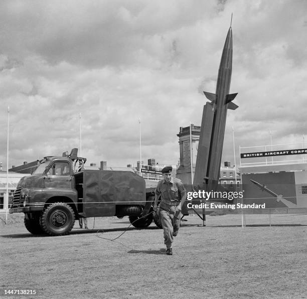 Blue Water British nuclear missile, mounted on a Bedford truck, on July 14th, 1961.