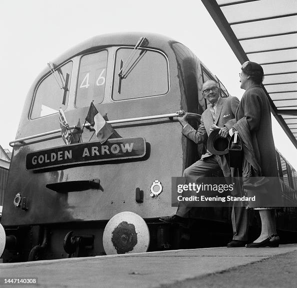 The 'Golden Arrow' train, hauled by a British Rail Class 71 electric