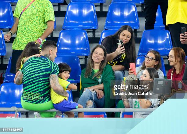 Brazil goalkeeper Ederson Santana de Moraes and his wife Lais Moraes following the FIFA World Cup Qatar 2022 Round of 16 match between Brazil and...