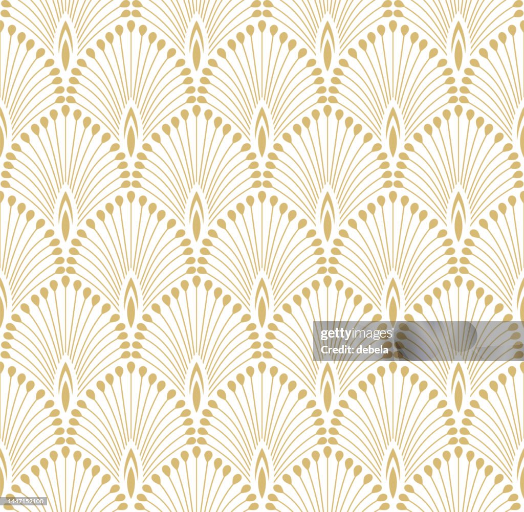 Shell Payter Art Deco Shell Pattern Gold And White Ornamental Background Interior ...
