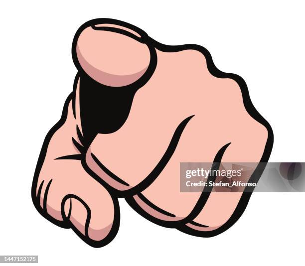 vector illustration of a hand pointing towards viewer - hand point stock illustrations
