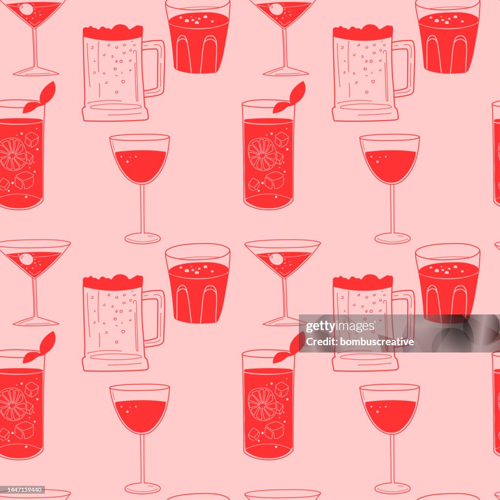 Drinks Pattern, Line Art
