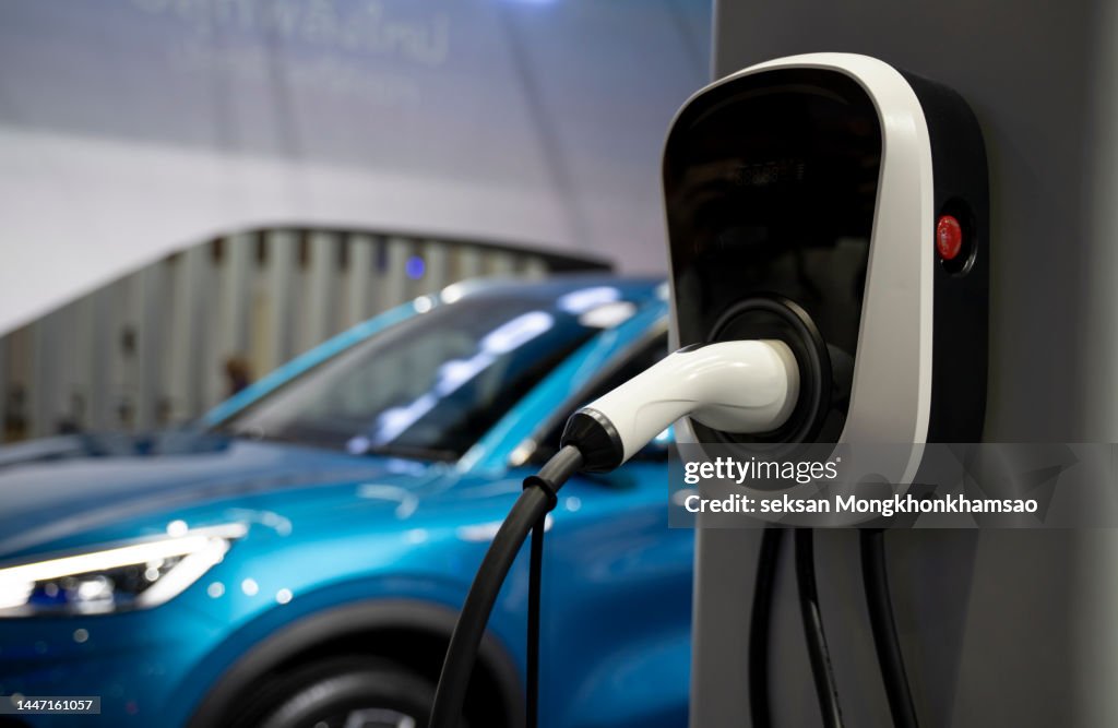 Electric car in charging