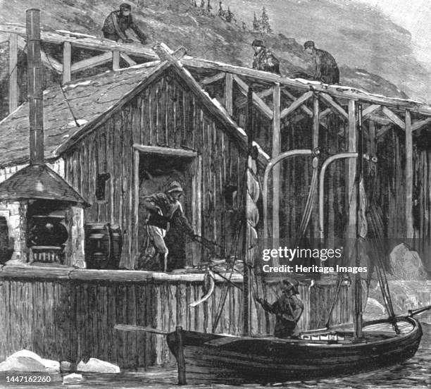 ''The Newfoundland Fisheries Question - British Fishing Room on the French Shore', 1890. From "The Graphic. An Illustrated Weekly Newspaper", Volume...