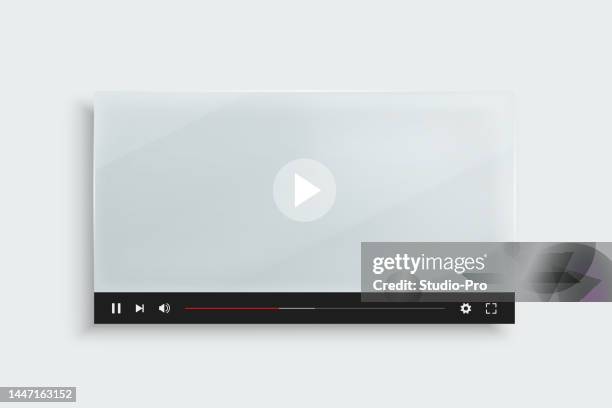 ilustraciones, imágenes clip art, dibujos animados e iconos de stock de plantilla de interfaz de usuario web del reproductor de vídeo de maqueta en blanco - tutorial