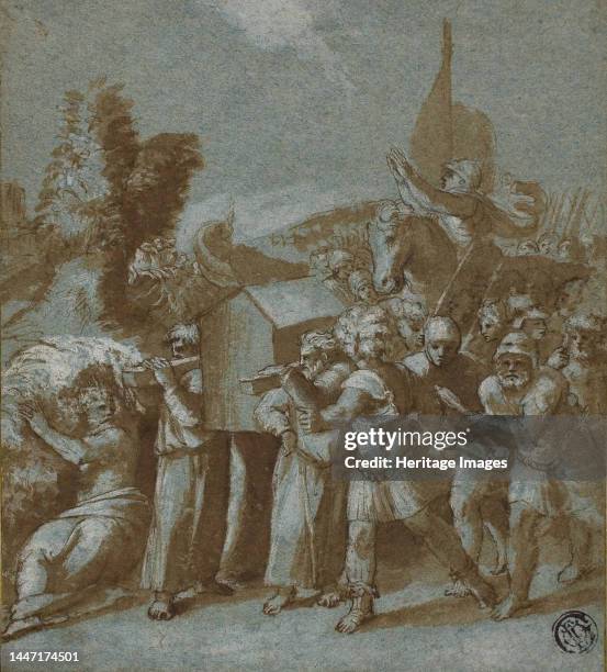 Joshua and the Israelites Crossing the Jordan, 16th century. Creator: After Raffaello Sanzio, called Raphael Italian, 1483-1532.