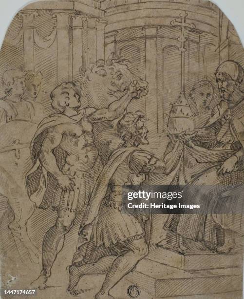 Study for the Emperor Constantine Offering the Tiara to Pope Sylvester, n.d. Creator: After Raffaello Sanzio, called Raphael Italian, 1483-1546.