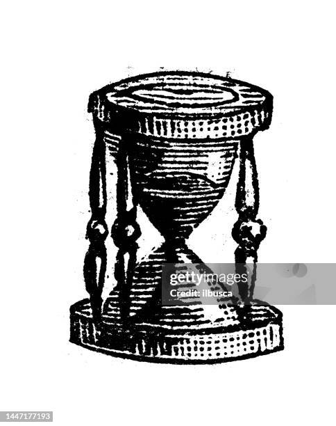 antique engraving illustration: hourglass - sand timer stock illustrations