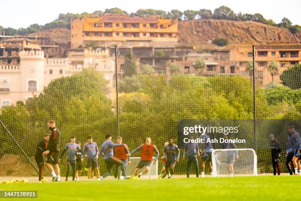Donny van de Beek of Manchester United in action during a first team training session on December 06, 2022 in Jerez de la Frontera, Spain.