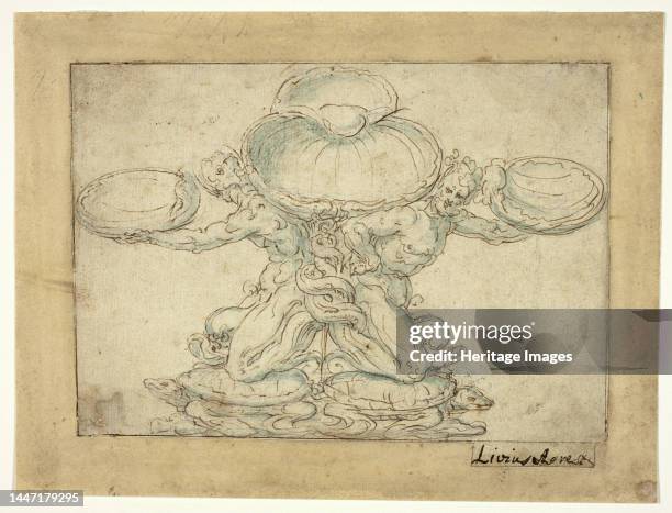 Design for a Salt Cellar or a Table Fountain, 1570-1620. Attributed to Livio Agresti. Creator: Livio Agresti da Forlì.