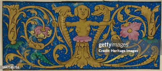 Illuminated Border with Grotesques and Flora from a Manuscript, 15th or early 16th century. Creator: Unknown.