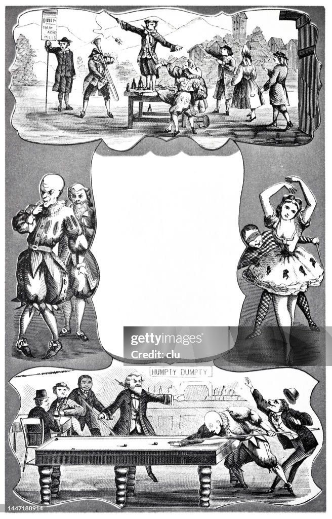Humpty Dumpty play, by George I. Fox, Clown, Harlequin, Pantaloon and Columbine