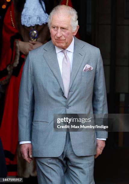 King Charles III departs after visiting Luton Town Hall on December 6, 2022 in Luton, England.