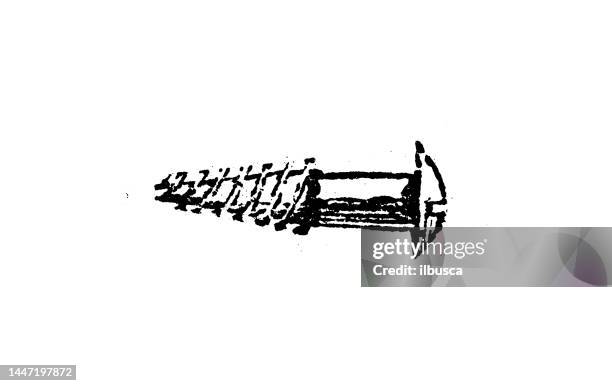 ilustraciones, imágenes clip art, dibujos animados e iconos de stock de ilustración de grabado antiguo: tornillo - screw fastener