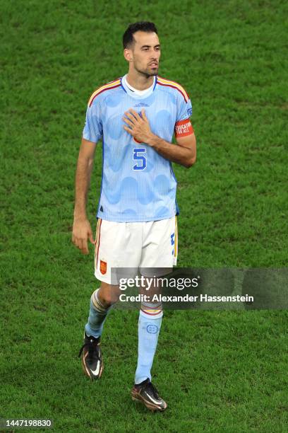 Sergio Busquets of Spain looks dejected after their sides' elimination from the tournament during the FIFA World Cup Qatar 2022 Round of 16 match...