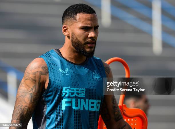 Jamaal Lascelles during the Newcastle United Training Session at the Al Hilal FC Training Centre on December 06, 2022 in Riyadh, Saudi Arabia.